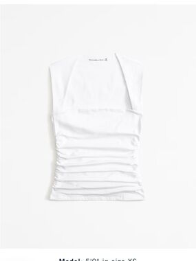 Abercrombie & Fitch White Ruched Square-Neck Tank